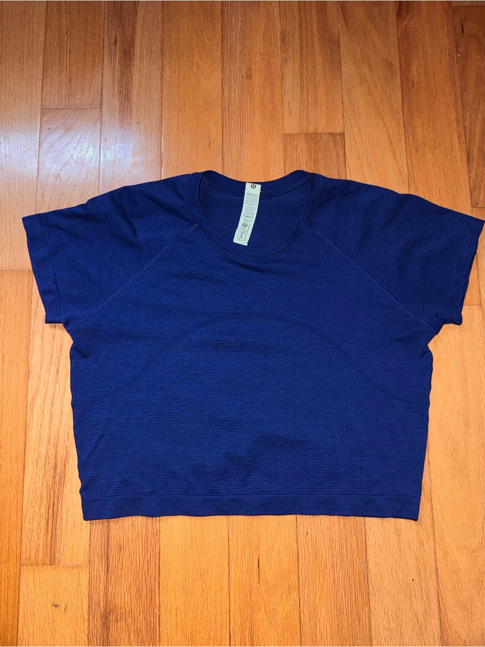 lululemon Navy Short Sleeve Cropped Tee